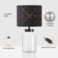 Gyrovu Fillable Table Lamp, Table Lamp With Clear Glass Fillable Modern Table Lamp With Black Square Lampshade Beside Lamp For Living Room Bedrooms Office Bulbs Included(Black Square)