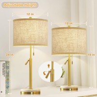 Gyrovu Table Lamps Set Of 2 Adjustable Height Bedside Lamps Marble Table Lamps With Pull Chain Nightstand Lamps Modern Table La