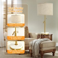 Gyrovu Table Lamps Set Of 2 Adjustable Height Bedside Lamps Marble Table Lamps With Pull Chain Nightstand Lamps Modern Table La