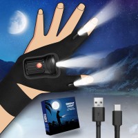 Flashlight Gloves For Men Christmas Gifts: Stocking Stuffers Cool Gadget Led Rechargeable Waterproof Glove Tool For Him Dad Adults Grandpa Husband Who Have Everything Birthday Camping Hunting Fishing