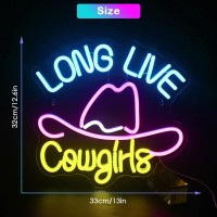 Jurongyilu Long Live Cowgirls Neon Sign Led Colorful Cowboy Neon Lights For Wall Decor Usb Cowboy Hat Light Up Signs For Bedroom