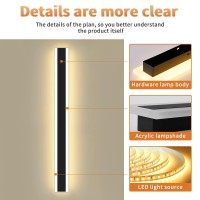 Mikeru Modern Outdoor Wall Light 3000K6000K Dimmable Outdoor Wall Sconce 788Inch Black Outdoor Exterior Lights With Remote Co