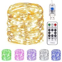 Fairy Lights 66 Ft 200 Led Usb Twinkle String Lights Plug In Silver Wire Lights With Remote And Timer 8 Modes Outdoor Waterproof Starry Lights Diy Party Wedding Christmas Decoration(Warm White)