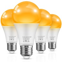 Lohas Sleep Aid Amber Light Bulbs, [4 Pack] Blue Light Blocking, A19 9W(60 Watt Equivalent) Dim Light Bulbs, 1800K Warm Light Bulb, Baby Nursery Light, E26 For Healthy Sleep, Bedroom, Kids Room