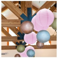 Hocansen 3Pcs Paper Lanterns Decorative Round Chinese Paper Lanterns For Birthday Halloween Wedding Baby Bridal Shower Home Deco