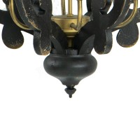 Aki 21 Inch Carved Wood Chandelier, 6 Lights, Vintage Classic, Black, Gold