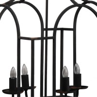 17 Inch 4 Light Chandelier, Curved Iron Frame, Classic Aesthetic, Black