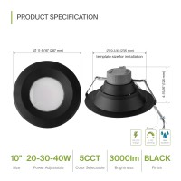 Asd 910 Inch Commercial Canless Led Downlight Power Adjustable 203040W Lighting Round Dimmable Recessed Ceiling Light Fixtu