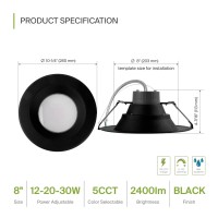 Asd 8 Inch Commercial Canless Led Downlight Power Adjustable 122030W Lighting Round Dimmable Recessed Ceiling Light Fixture