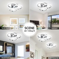 1574In Dimmable Led Modern Flush Mount Ceiling Light Fixture With Remote Control Chrome 3000K6500K 3Color Dimming Circle Mod