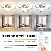 1574In Dimmable Led Modern Flush Mount Ceiling Light Fixture With Remote Control Chrome 3000K6500K 3Color Dimming Circle Mod