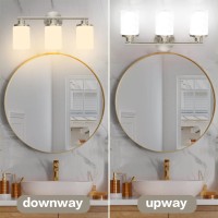 Halialumi Brushed Nickel Bathroom Light Fixtures 3Light Nickel Vanity Lights Bathroom Lights Over Mirror Modern Wall Sconces W