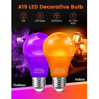 Orange Light Bulbs Purple Light Bulbs 4 Pack A19 Led Orange Bulbs Purple Bulbs 9W 60W Equivalent E26 Base Orange Light B