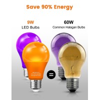 Orange Light Bulbs Purple Light Bulbs 4 Pack A19 Led Orange Bulbs Purple Bulbs 9W 60W Equivalent E26 Base Orange Light B