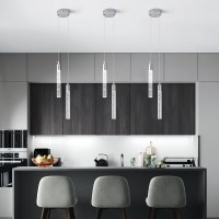 Zhllmq Modern Light Fixture Kitchen Island Pendant Light Dimmable Led Chrome Mini Pendant Lighting Bedroom Dinning Room Living Room Kitchen Chrome Pendant Lights(2-Light )