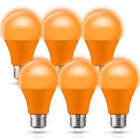 Jandcase A19 Orange Light Bulb, Orange Colored Light Bulb, 9W(60W Equivalent), E26 Base Non-Dimmable Led Light Bulb, For Halloween Lights, Christmas Party, Holiday Decoration, Home Bar Decor, 6 Pack