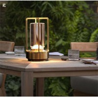 Portable Metal Table Lamp For Indoor/Outdoor ,Rechargeable Cordless Led Lamp, 3-Colour Infinitely Dimming Battery Powered Small Desk Lamp, Restaurant/Bedroom/Bar/Coffee Shop/Camping Light (Gold)