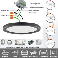 Novelux 6 Pack 7 Inch Small Led Flush Mount Ceiling Light Dimmable 5000K Daylight Ultra Slim Round Flat Panel Ceiling Light Fixt