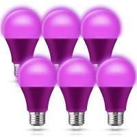 Jandcase A19 Purple Light Bulbs, Party Lights, Halloween Color Light Bulb With E26 Medium Base,5W(40W Incandescent Equivalent), Living Room, Porch, Home Lighting, 6 Pack