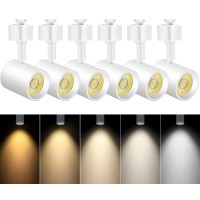 Vanoopee 5-Color J Type Track Lighting Heads Dimmable Led Track Light Heads Bright Rail Ceiling Spotlight Fixtures Accent Task, 2700K-6000K, Flicker Free Cri90+ 24 10W 800Lm, Matte White, Pack Of 6