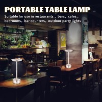 Hapygi Rechargeable Cordless Led Table Lamps Touch Sensor Light, 3-Levels Portable Dimming Wireless Battery Operated Lamp,Nightstand Lamp/Night Light/Restaurant Table/Outdoor/Coffee/Bar (Silver)