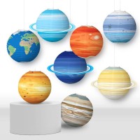 8 Pcs Planet Paper Lanterns, Diy Solar System Paper Lanterns Space Theme Space Party Decorations For Kids Baby Shower Birthday Party Room Decorations