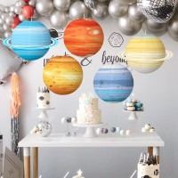 8 Pcs Planet Paper Lanterns, Diy Solar System Paper Lanterns Space Theme Space Party Decorations For Kids Baby Shower Birthday Party Room Decorations