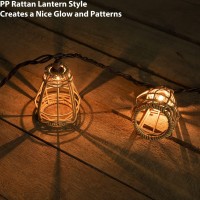 Decorative String Lights, Ul Listed Rattan Lantern Style Patio Lights With 10 Mini Bulbs - Connectable, Weatherproof Plug In Lights For Indoor/Outdoor Home Decor, Pergola, Porch, Party And Backyard