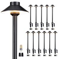 Gardenreet Low Voltage Pathway Lights 12V Led Landscape Path Lights Outdoor Waterproof Electric Walkway Lights Hat Top Black