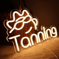 Jfllamp Tanning Neon Signs For Wall Decor Neon Lights For Bedroom Led Business Signs Suitable For Tanning Shop Christmas Birthday Party Unique Gift For Lover, 5V Power Adapter, 16*10 Inch(Warm White)