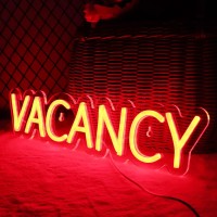 Jfllamp Vacancy Neon Signs For Wall Decor Neon Lights For Bedroom Led Business Signs Suitable For Hotels Christmas Birthday Party Gift Unique Gift For Lover, 5V Power Adapter, 16 * 3.7 Inch(Red)