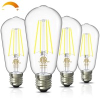 Volxon Dimmable E26 Edison Bulbs 60 Watt Led Equivalent, Vintage Style Antique Light Bulbs, 6W 5000K Daylight White, High Brightness 800Lm, Led Filament Bulb, 95+ Cri, Etl Listed(4 Pcs)