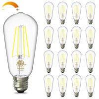 Volxon Dimmable Vintage Led Edison Bulbs, E26 Base 60W Equivalent, Daylight White 5000K 800Lm, Etl Listed St58 Filament Bulb, Antique Led Light Bulbs, Clear Glass, 16 Pack