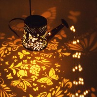 Solar Watering Can Outdoor Lights Garden Decor Butterfly Hanging Lantern Waterproof Landscape Lights Outside Decoration For Yard