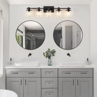 Dadul 5 Light Bathroom Vanity Light Black Bathroom Light Fixtures Over Mirror Modern Black Vanity Light With Clear Glass Shade