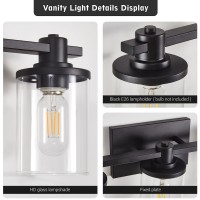 Dadul 5 Light Bathroom Vanity Light Black Bathroom Light Fixtures Over Mirror Modern Black Vanity Light With Clear Glass Shade