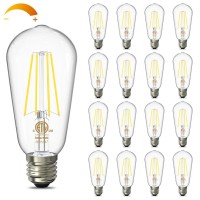 Volxon Dimmable Vintage Led Edison Bulbs E26 Base, 60W Equivalent, Natural White 4000K 800Lm, Etl Listed St58 Filament Bulb, Antique Led Light Bulbs For Outdoor And Indoor Clear Glass, 16 Pack