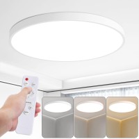 Hovenla 36W Flush Mount Ceiling Light Fixture White 197 Inch Dimmable Ceiling Light With Remote 2700Lm 30006500K Modern Led