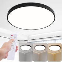 Hovenla 197 Inch Round Led Ceiling Light Fixture 36W Dimmable Flush Mount Ceiling Light With Remote Modern Black Ceiling Ligh