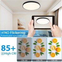 Hovenla 197 Inch Round Led Ceiling Light Fixture 36W Dimmable Flush Mount Ceiling Light With Remote Modern Black Ceiling Ligh