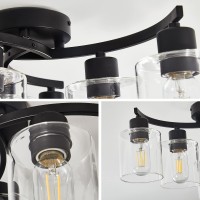 Black Ceiling Light Fixture 6 Light Flush Mount Ceiling Light Industrial Ceiling Lamp With Clear Glass Shades Modern Hallway