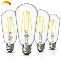 Volxon Dimmable E26 Edison Bulbs 60 Watt Led Equivalent, Incandescent Light Bulb Replacement, 6W 4000K Natural White, High Brightness 800Lm, Vintage Filament Bulb, 95+ Cri, Etl Listed(4 Pcs)