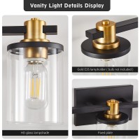 Dadul 5-Light Bathroom Light Fixtures, Gold And Black Bathroom Vanity Light With Clear Glass Shade, Gold Vanity Light Fixtures Over Mirror, Black Wall Sconce For Bathroom, Bedroom