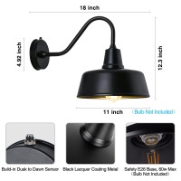 Metojia Gooseneck Barnlights Outdoor Fixture 11 Inch Farm Style Black Large Lighting Farmhouse Exterior Sconce Wall Light For