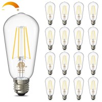 Volxon Dimmable Vintage Led Edison Bulbs, 60W Equivalent, Warm White 3000K, 800Lm, E26 Base, Etl Listed St58 Filament Bulb, Antique Led Light Bulbs For Outdoor And Indoor Clear Glass, 16 Pack