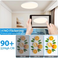 Hovenla 24 Inch Led Flush Mount Ceiling Light 48W Round Led Ceiling Light Fixtures 2800Lm 30006500K Dimmable Led Ceiling Lam