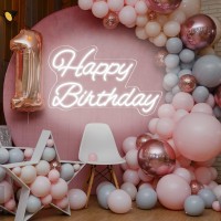 Happy Birthday Neon Sign 16 Inch Reusable Happy Birthday Led Light Up Sign With Dimmable Onoff Switch For Birthday Party Backdr