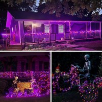 Purple And Orange Halloween Lights Solar String Lights Outdoor 2 Pack 80Ft 200Led Solar Twinkle Lights Outside Waterproof Copp