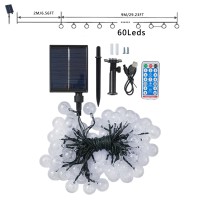 Solar String Lights For Outside - Led Round Garden Decor Solar Lights Waterproof Automatic On/Off Outdoor String Lights 8 Light Modes Solar Garden Lights With Remote Control