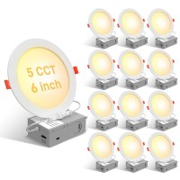 Tramsmart 6 Inch 12 Pack 5Cct Ultrathin Led Recessed Ceiling Light Dimmable Led Downlight 2700K3000K3500K40005000K Selectab